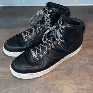 NIKE Air Force 1 Black Leather High Top Men’s Size 11.5 Pre-owned Xlnt Cond